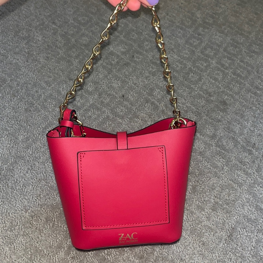 Zac Posen Red small Bucket bag with gold detail and interchangeable straps